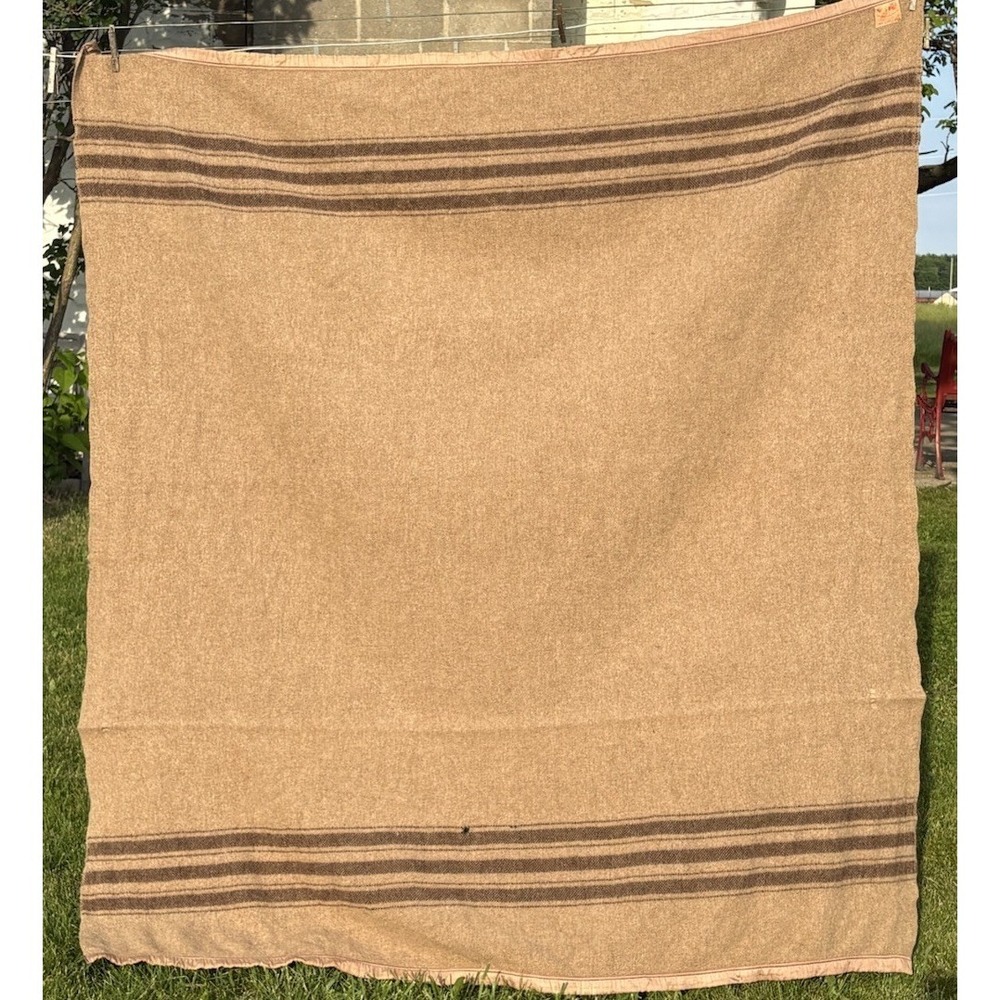 Vintage 1930 - 40's 75% Camel Hair And Wool Blanket Military Style Authentic